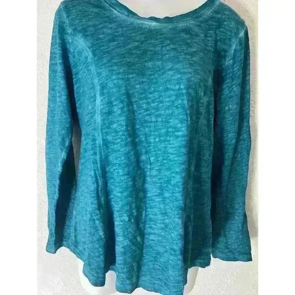 Soft Surroundings Womens Sz Petite Small Knit A Line Swing Top Tunic V Neck Teal - Picture 2 of 8